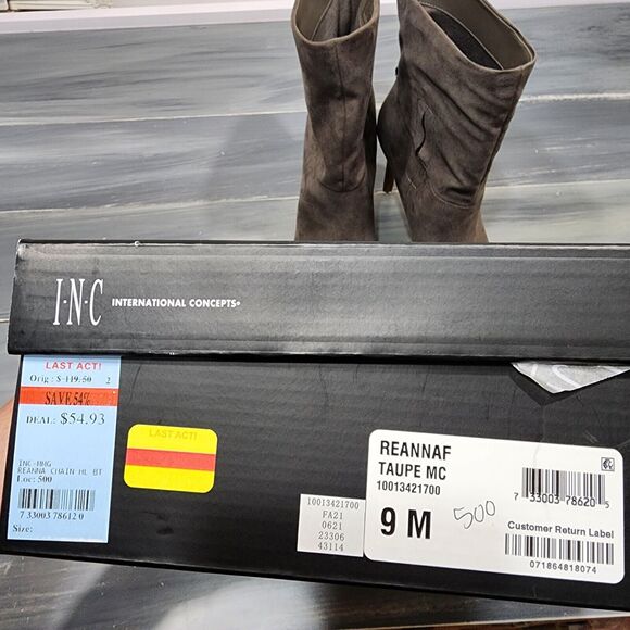 INC International Concepts Reanna Boots Stiletto Heel Pointed Toe Faux Suede 9M - Picture 12 of 12